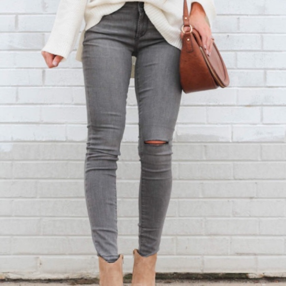 Articles of Society grey jeans rip on left knee